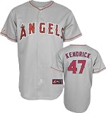 MLB Men's Los Angeles Angels Of Anaheim Howie Kendrick Road Gray Short Sleeve 6 Button Synthetic Replica Baseball Jersey  (Road Gray, X-Large)