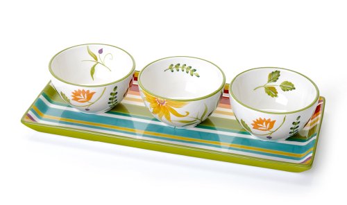 Clay Art Floral Stripe 4-Part Server