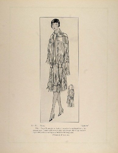 1926 Print Art Deco French Silk Fringed Cape Jean Patou - Original Print