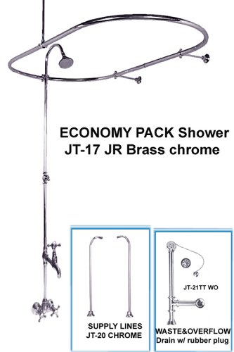 Buy Economy Combo Pack -Shower System for Clawfoot Tub w/ Drain & Supply lines – CHROME