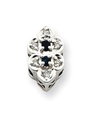 10k White Gold Sapphire and Diamond Bracelet Slide