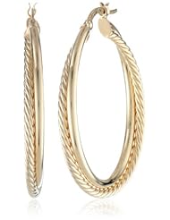 14k Yellow Gold Italian Fancy Double Plain Twisted 30 mm Hoop Earrings