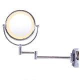 Rucci Chrome Wall-Mounted Lighted Mirror 7.5" Diameter - 15L 1X/ 10X