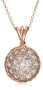14k Rose Gold Faceted White Quartz Round Pendant with Pave-Set Pink Diamond