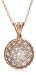 14k Rose Gold Faceted White Quartz Round Pendant w/ Pave-Set Pink Diamonds