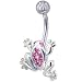 Jewelry : Pink Crystal Tree Frog Dangle Belly Ring