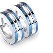 Spikes 316L Surgical Stainless Steel 2 Tone Hoop Earring with Blue ip Edges