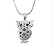 PammyJ Big Eye Owl with Clear Crystals Silvertone Pendant Necklace, 18