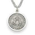 Sterling Silver 3/4" Round Engraved U.S. Air Force Medal w/ St. Michael on Back on 20" Chain