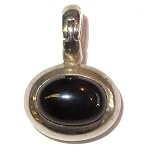 Onyx Pendant 02 Sterling Silver Black Gemstone Oval Crystal Healing 1