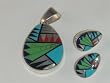 Native American Indian Jewelry Inlay Necklace and Earrings Set - PD-0066