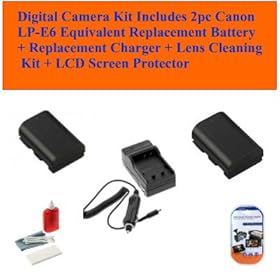 Canon EOS 7d Digital Slr Camera Kit Includes 2pc Canon Lp-e6 Equivalent Replacement Battery + Replacement Charger + Lens Cleaning Kit + LCD Screen Protector