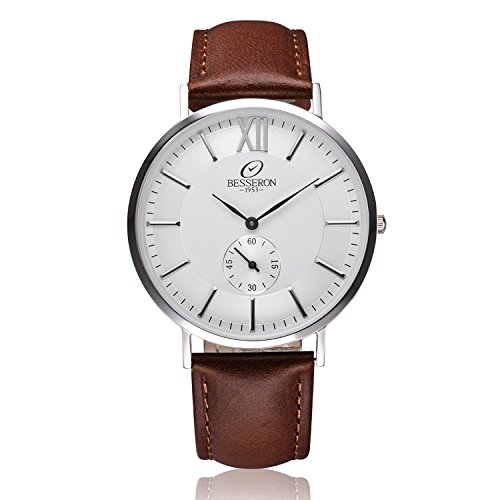 Besseron casual mens wrist watch stainless steel quartz watches w…