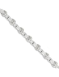 Genuine .925 Sterling Silver Diamond Buckle Bracelet 16.3 Grams . 100% Satisfaction Guaranteed.
