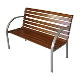 Gartenbank Basel 2-sitzer, Seitenteile aus Metall, Belattung Hartholz mahagonifarben