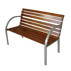 Gartenbank Basel 2-sitzer, Seitenteile aus Metall, Belattung Hartholz mahagonifarben