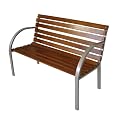 Gartenbank Basel 2-sitzer, Seitenteile aus Metall, Belattung Hartholz mahagonifarben