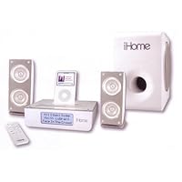 iHome iH52 Bookshelf System with AM/FM Radio and Dock for iPod (White)
