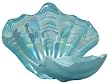 Large Glass Azure Blue Clam Shell Bowl 12" x 15"