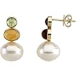 14K Yellow Gold Paspaley South Sea Cultured Pearl, Peridot and Citrine Earrings