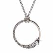 14K White Gold Diamond O Pendant Necklace
