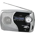 Clatronic TR 746 Tragbares Transistor-Radio (UKW/MW/LW-Tuner, Breitband-Lautsprecher, Teleskop-Antenne, Tragegriff, Mono Kopfhörer-Buchse) silber/schwarz