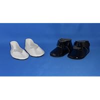 Black Mary Jane Shoes and White Sparkle Flats. Fit Dolls Such as American Girl® and Bitty Baby®.