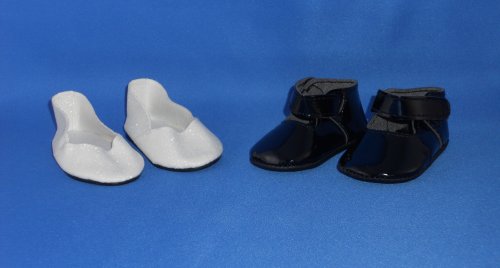 Black Mary Jane Shoes and White Sparkle Flats. Fit Dolls Such as American Girl® and Bitty Baby®.