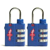 Safe Skies TSA Approved 3 Dial Light Weight Combination Luggage Locks Bold Blue - Set of Two