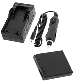 Digital Camera Battery Charger with Car Adapter + Standard Lithium-Ion Battery for Panasonic Lumix DMC-FS7 /DMC-FS7G / DMC-FS7P / DMC-FS7A / DMC-FS7K DMC-FS7S