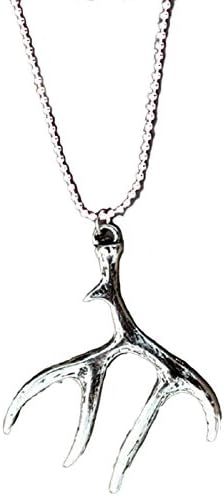 Antler Pendant Necklace 16" - Antique Silver