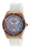 TKO ORLOGI Women's TK580-PW Royale Rosegold Purple Crystal White Rubber Strap Watch
