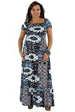 Blue & Brown Ruched Top Maxi Dress