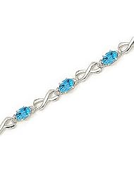 10kt Yellow Gold Oval Blue Topaz and Diamond Bracelet