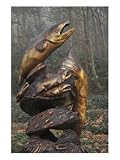 Carved Wooden Salmon, Chism Beach Park, Seattle, Washington, USA Photographic Poster Print by John & Lisa Merrill, 18x24
