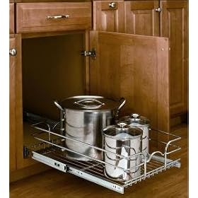 Rev-A-Shelf 5WB1-1218-CR 12" Single Pull-Out Chrome Wire Basket (18" Slides) - Wire-Chrome