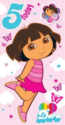 Dora The Explorer - Age 5 Birthday Card & Badge - 5th