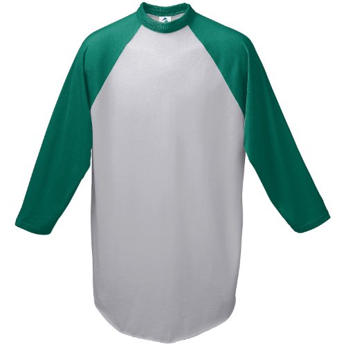 Augusta Sportswear Youth Raglan Sleeve Baseball Jersey, Athletic Heather Dark Green, Small