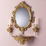 4pc Baroque Mirror/sconces/shelf