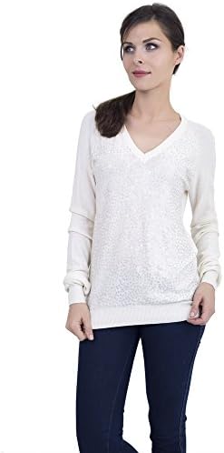 women boat neck long sleeve diamond pullover sweaters (Medium, V neck white)