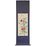 Unique Asian Art Gift Idea for Her - 65 Butterflies Are Free Chinese Watercolor Scroll Painting