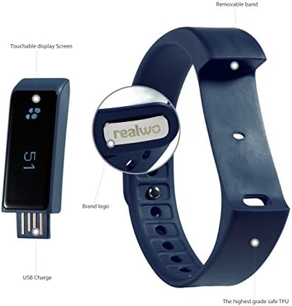 Realwo I5 Plus Bluetooth Smart Wristband Bracelet Sleep Monitor and Sports Fitness Activity Tracker for iPhone Galaxy Lg G3 with 0.91inch OLED Touch Screen (Dark Blue)