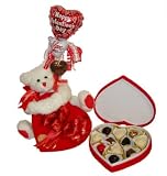 Huggles Bear & 11pc Handmade Belgian Chocolates Heart Box