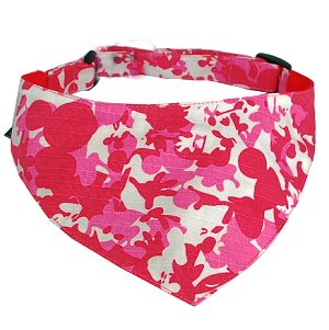 “Camo Cool” Camouflage Print Cotton adjustable Bandana for Dogs, Cats and Small Pets – Large (“14-19″)/ Pink Jungle