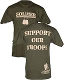 Soldier Fight Gear Support Our Troops Wounded Warrior Project Logo Army Green Shirt (Size=XL)