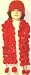 Four Strand Luxurious Red Color Rabbit Fur Scarf and Hand Crocheted Red Two Ply Mohair Heavy for Winter Skull Cap