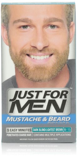 Just For Men Mustache and Beard, Brush-In Color Gel, Dark Blond/Lightest Brown, 1 Kit, (Pack of 3)