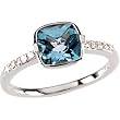 14K White Gold Swiss Blue Topaz and Diamond Ring