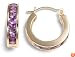 14k Yellow Gold Channel Set Round Amethyst Hoop Earrings
