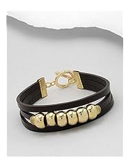 Saddle Brown Leather Bracelet In White Base